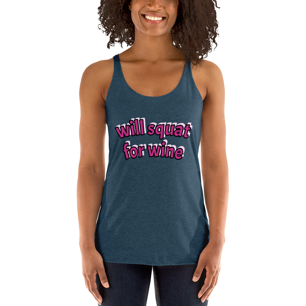 "squat for wine" Racerback Tank