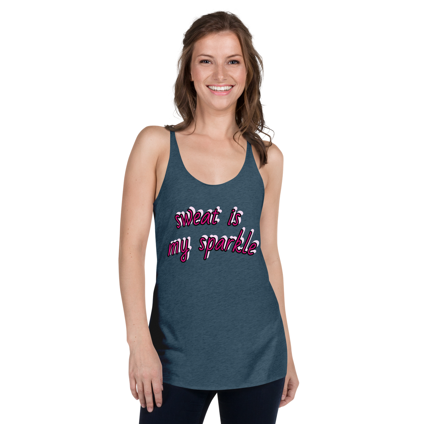 "sweat is my sparkle" Racerback Tank