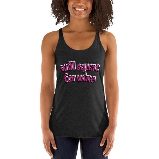 "squat for wine" Racerback Tank